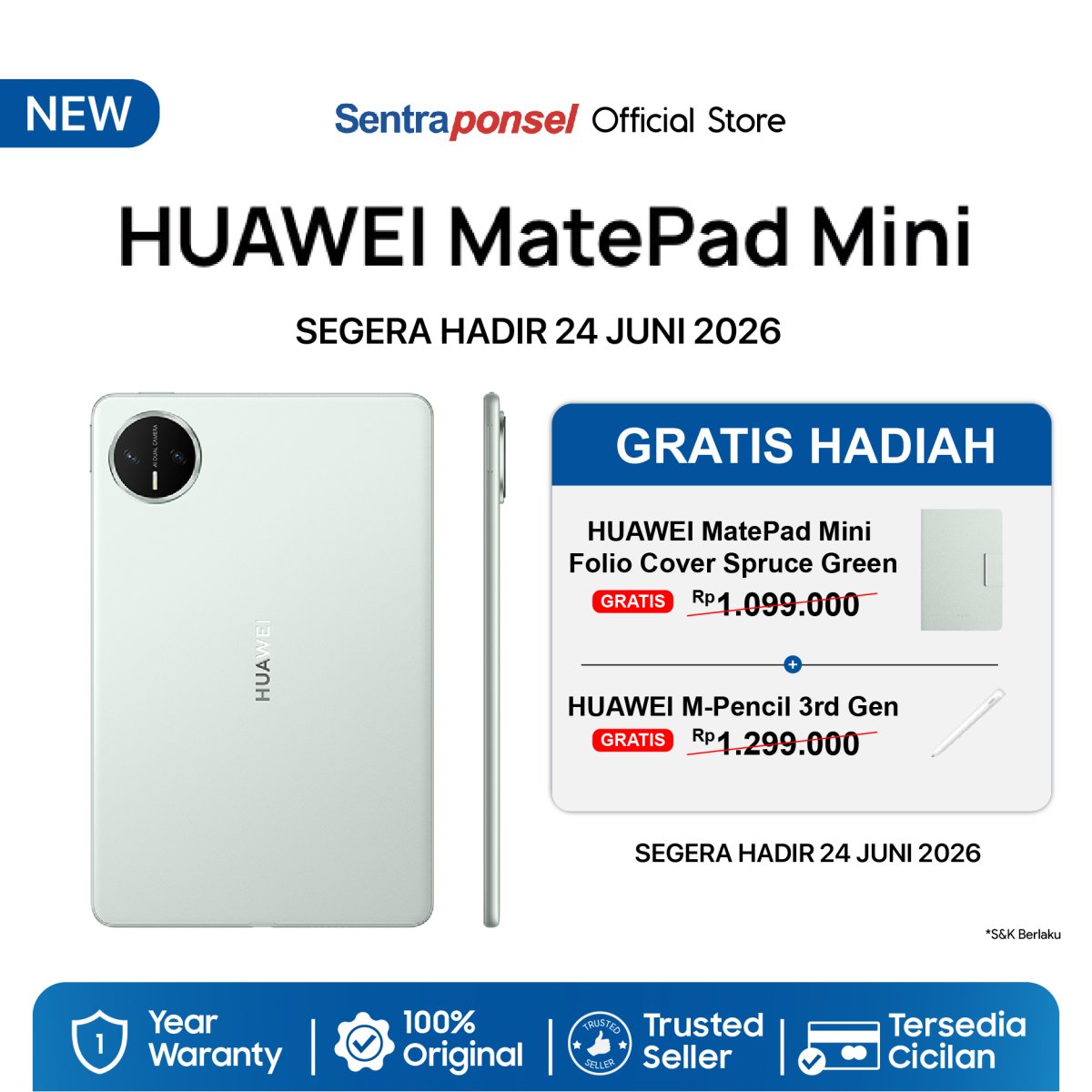 HUAWEI MatePad Mini 12GB + 256GB Tablet | Ultra-light, Ultra-thin | 8.8" Flexible OLED PaperMatte Display | AI WPS